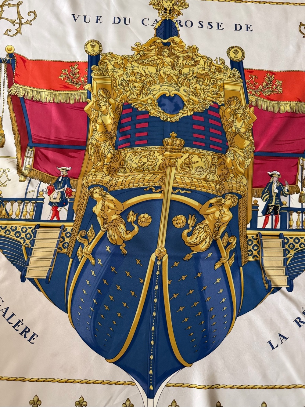 Hermès Paris Vue Du Carrosse De La Galere La Reale Silk Scarf.